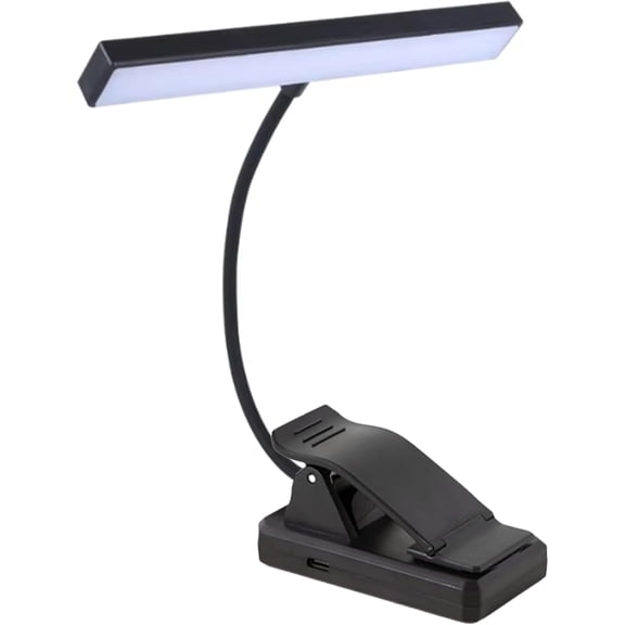 Music Stand Light - 18 LED Clip-On Piano Lamp, 4 Color & 12 Brightness Levels, 360 Gooseneck, USB-C Rechargeable, Eye-Caring for Book Reading, Desk, Podium, Easel  Matte Black, Portable