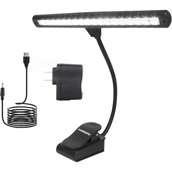 Music Stand Light,Clip On Piano Lights 18 LED Orchestra Light Clip On Reading Light,Fully Adjustable No Flicker for Piano,Book Reading, DJ, Craft Work (Powered by AC Adapter AAABatteries)