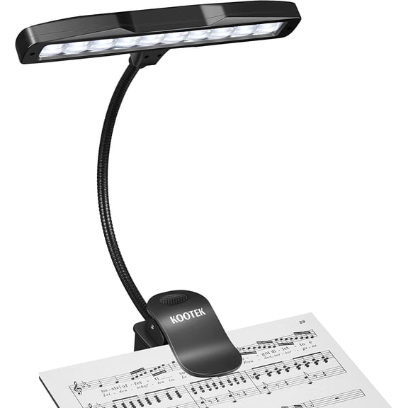 Music Stand Light, Eye Caring Clip-on Piano Lamp, 360 Flexible Gooseneck Adjustable Brightness USB Rechargeable for Sheet, Book Reading, Orchestra, Podium, Easel