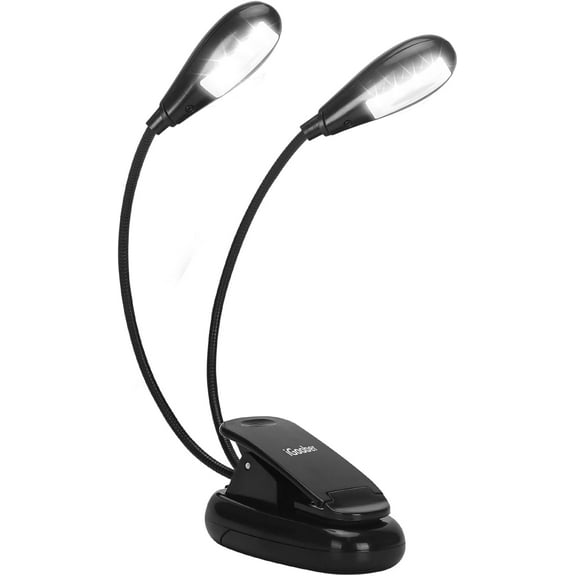 Music Stand Lights - 8 LED Book Light, Piano Light Clip On, USB & AAA Battery Powered, Eye Care & Portable, 2 Arm x 2 Brightness Levels, Ideal for Musician, Piano Player, Orchestra, Travel