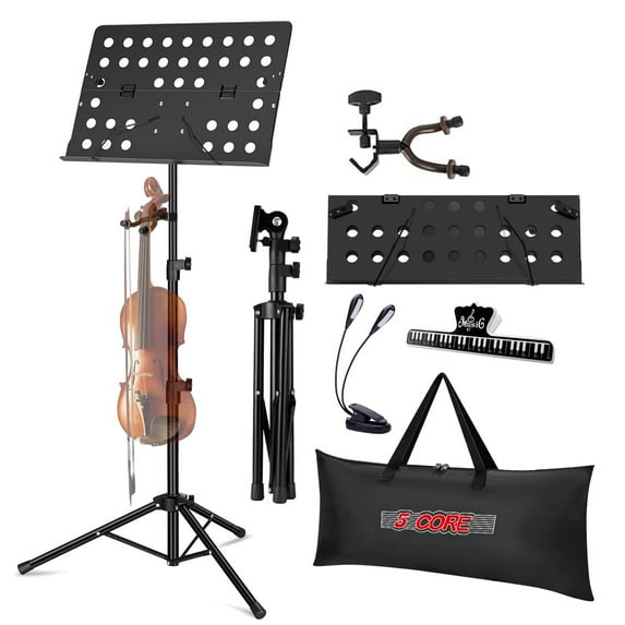 Adjustable Height Music Stand with Lightweight Foldable Design & Page Clips - Heavy-Duty Iron Frame for Musicians, Teachers, and Performers