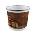 thumbnail image 1 of Music Steel Camping Mug, Music Instruments on Wooden Stage in Pub Beverage Cafe Counter Bar, Printed Thermal Cup for Camping and Outdoor Activities, by Ambesonne, 1 of 2
