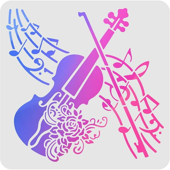 Music Stencils Template 11.8x11.8 inch Plastic Musical Note Drawing Painting Stencils Square Reusable Violin Stencils