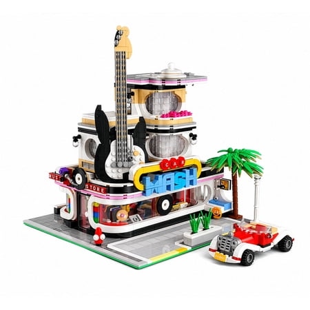 Music Store & Car Wash Street View Building Set - 2,168 Pcs | General Jim's Toys & Bricks | GJ-MCWS