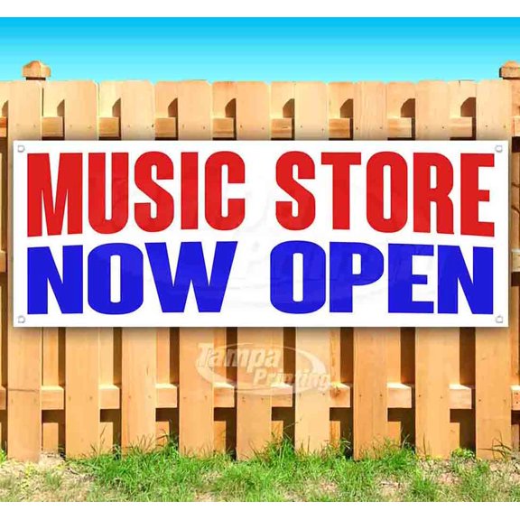 Music Store Now Open 13 oz Vinyl Banner With Metal Grommets