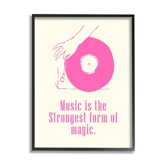 Music Strongest Form Of Magic Phrase Inspirational Graphic Art Black Framed Art Print Wall Art