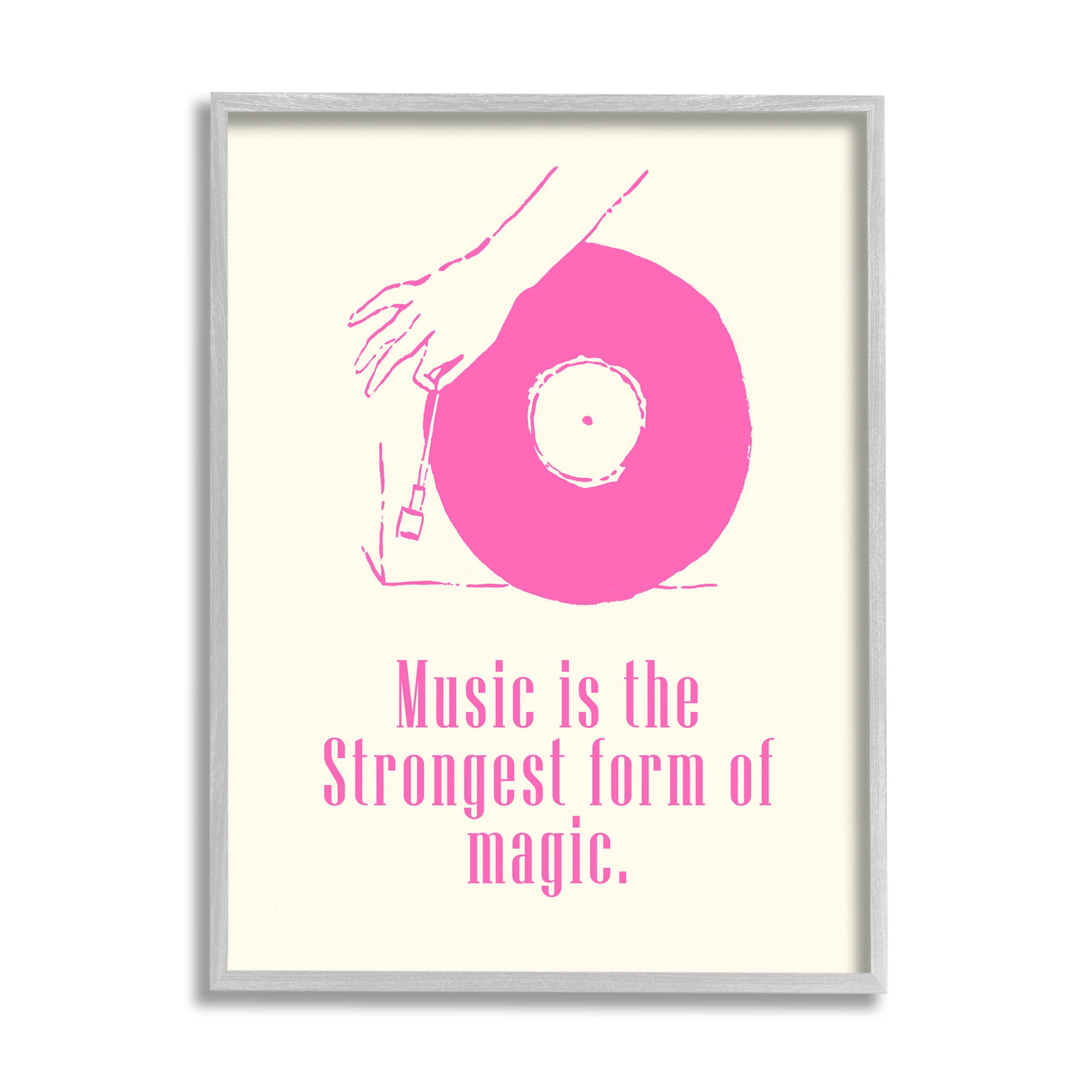 Music Strongest Form Of Magic Phrase Inspirational Graphic Art Gray Framed Art Print Wall Art