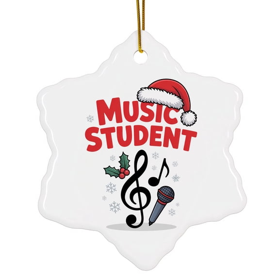 Music Student Ornament, Christmas Ornament 2025, Personalized Gift for Music Student Class Ceramic Snowflake Ornament Keepsake for Him or Her 211or41