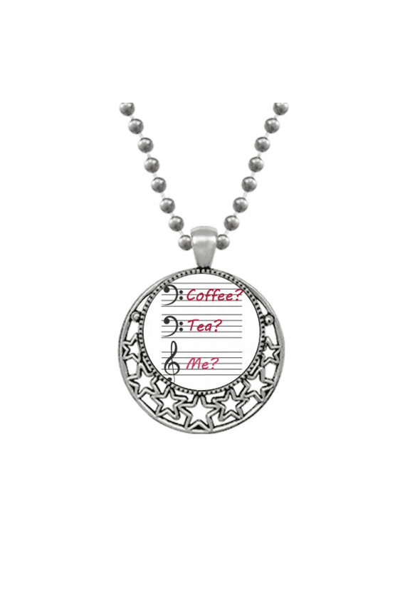 Music Symbol Coffee Tea Staff Spectrum Necklaces Pendant Retro Moon Stars Jewelry