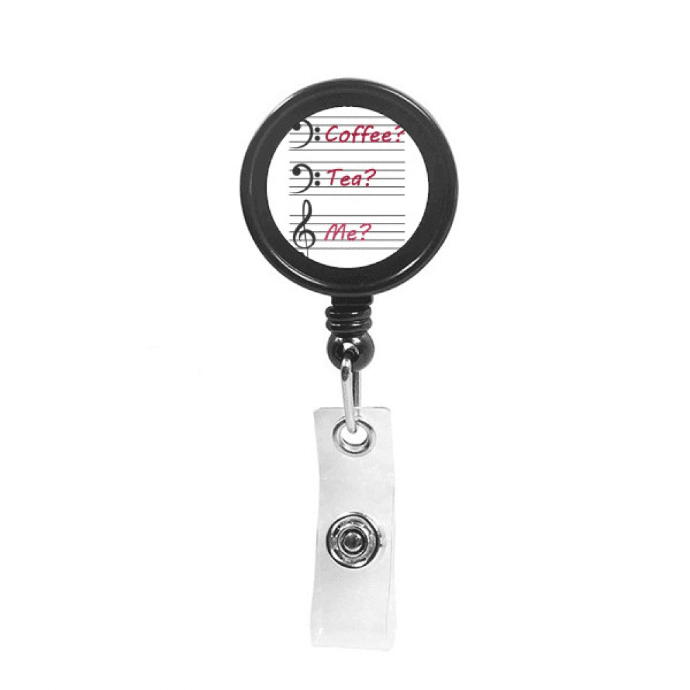 Music Symbol Coffee Tea Staff Spectrum Retractable Keychain Badge Holder ID Badge