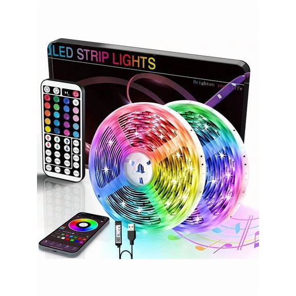Music Sync LED Strip Lights 3-100ft, App & Remote Control, Color Changing, Timer, Dimmable, Easy Install for Home Decor, Halloween & Christmas Parties