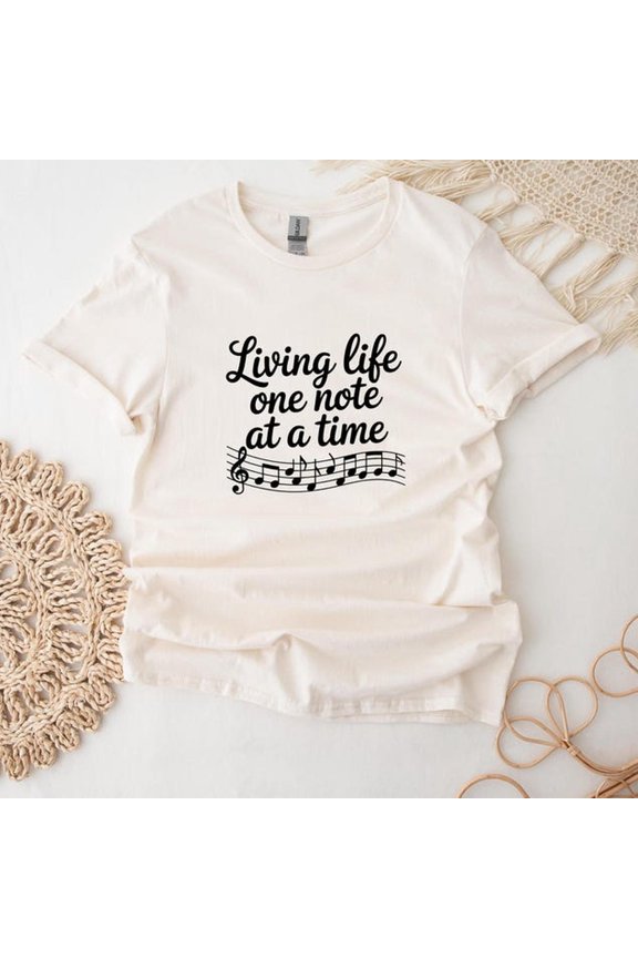 Music T-Shirt For Music Teas Living One Note At The Time Top Retro Music Vintage Music Note Graphic T Shirt