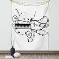 thumbnail image 1 of Music Tapestry, Art Professions Melody Symbol Keyboard Curlicue Motifs on Plain Backdrop, Wall Hanging for Bedroom Living Room Dorm Decor, 40W X 60L Inches, White and Charcoal Grey, by Ambesonne, 1 of 5