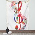 thumbnail image 1 of Music Tapestry, Artwork with Musical Notes Rhythm Song Ornamental in Vibrant Colors Fantasy Theme, Wall Hanging for Bedroom Living Room Dorm Decor, 60W X 80L Inches, Multicolor, by Ambesonne, 1 of 5