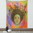 thumbnail image 1 of Music Tapestry, Illustration of African American Young Woman Portrait with Musical Instruments Print, Wall Hanging for Bedroom Living Room Dorm Decor, 40W X 60L Inches, Multicolor, by Ambesonne, 1 of 5