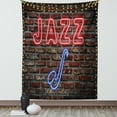 thumbnail image 1 of Music Tapestry, Image of Alluring Neon All Jazz Sign with Saxophone Instrument on Brick Wall Print, Wall Hanging for Bedroom Living Room Dorm Decor, 60W X 80L Inches, Red Blue, by Ambesonne, 1 of 5