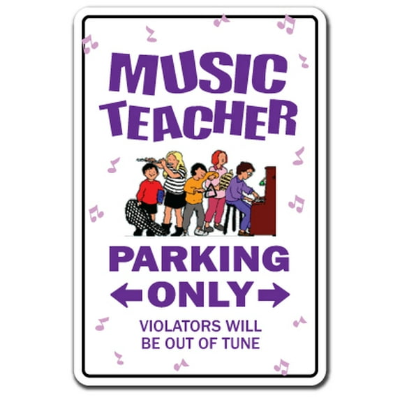 Music Teacher Aluminum Sign | Indoor/Outdoor | Funny Home Décor for Garages, Living Rooms, Bedroom, Offices | SignMission Parking Lessons Instructor Band High Middle Gift Orchestra Sign