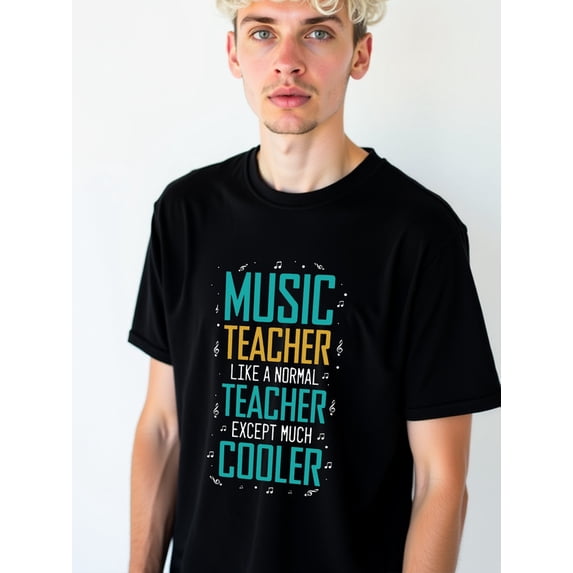 Music Teacher Cooler Tee for men t-shirt black summer short Breathable fabric, crew neck, short sleeves Casual Unisex Shirt Graphic Tee tshirts