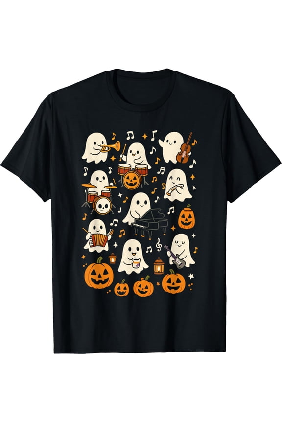 Music Teacher Orchestra Shirt, Spooky Halloween Ghost Band T-Shirt