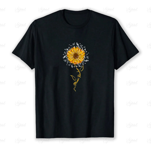Music Teacher Shirt Sunflower Music Notes Musician Singer Gift Unisex T-Shirt, up to size 5XL