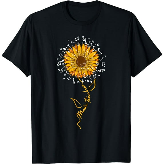 Music Teacher Shirt Sunflower Music Notes Musician Singer T-Shirt
