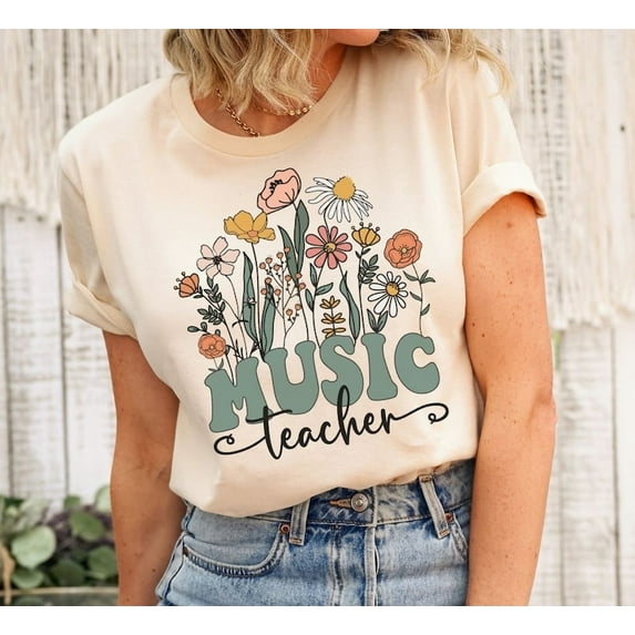Music Teacher T-Shirt, Wildflowers Teaching Shirt, Cute School Tee, Middle School Teacher Gift Idea