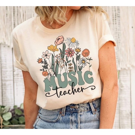 Music Teacher T-Shirt, Wildflowers Teaching Shirt, Cute School Tee, Middle School Teacher Gift Idea