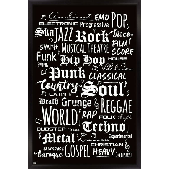 Music - Text Wall Poster, 14.725" x 22.375", Framed