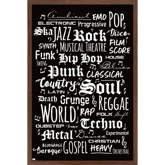 Music - Text Wall Poster, 22.375" x 34", Framed