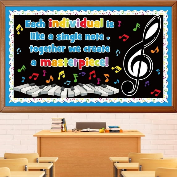 Music Themed Bulletin Board Set Musical Notes Classroom Bulletin Board Decorations Colorful Music Notes Cutouts for Kids School Classroom Chalkboard Wall Back to School Decor