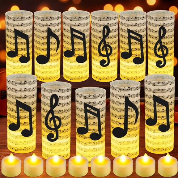 Music Themed Party Decoration Kit with LED Candles, 12 Count