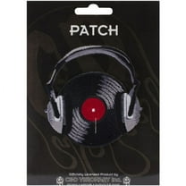 Music Themed Record Headphones, Officially Licensed, Iron-On / Sew-On, Embroidered Patch