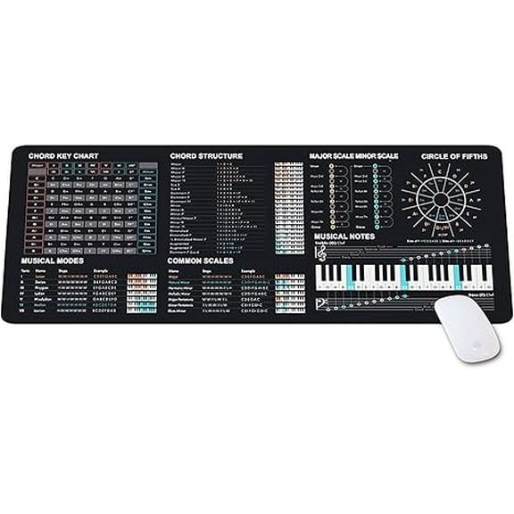 Music Theory Cheat Sheet Mousepad, Music Theory Mouse Mat, Music Cheat Sheet Mouse Pad, Chords,Piano Cheat Sheet Beginners, Musician, Music Production,Home Studio, Music Studio, Beat Making