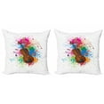 thumbnail image 1 of Ambesonne Music Throw Pillow Cover 2 Pack, Color Splashes Violin Art, 20", White and Multicolor, 1 of 2