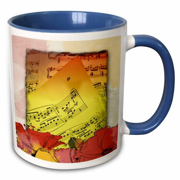 3drose, Music to Grow Flowers By, 15oz Two-tone Blue Mug