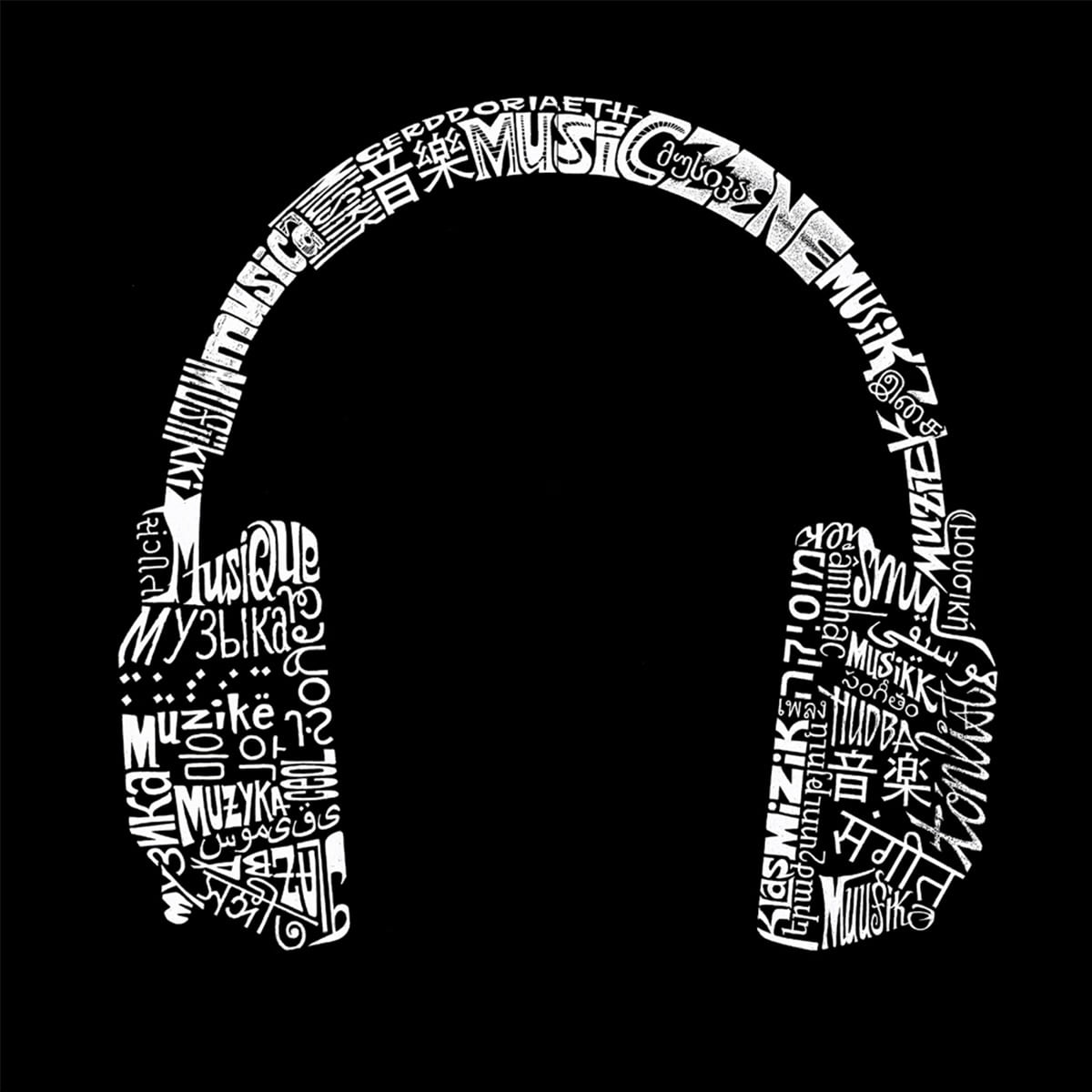 Black and White Music Headphones Abstract Canvas Art 20 x 20