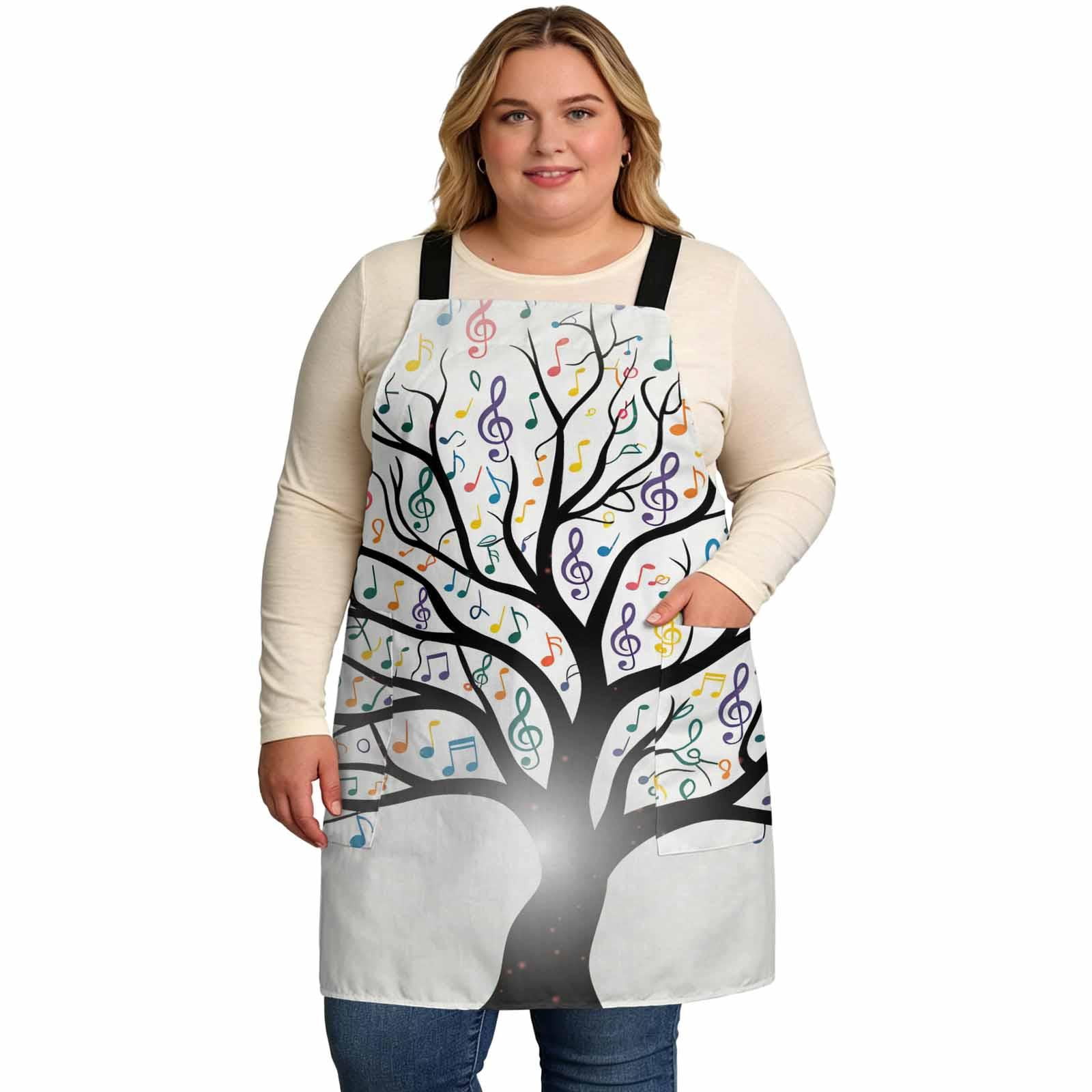 Music Tree Aprons for Women with Pockets, Modern Abstract Art Note ...