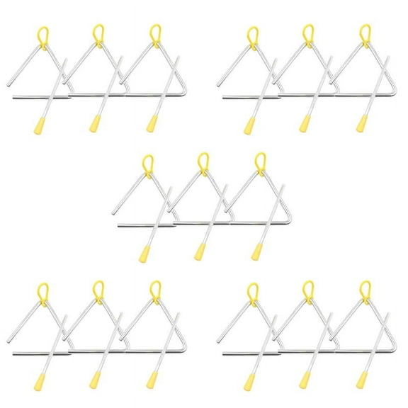 Music Triangle Instrument Set, Hand Percussion Triangle Children Musical Instrument with 15 Pack Triangle 4 Inch