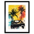 thumbnail image 1 of Music Under Palm Trees Tropical Beach Party Modern Watercolour Painting Artwork Framed Wall Art Print 9X7 Inch, 1 of 5