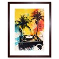 thumbnail image 1 of Music Under Palm Trees Tropical Beach Party Modern Watercolour Painting Artwork Framed Wall Art Print 9X7 Inch, 1 of 5