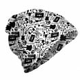 thumbnail image 1 of Music Unisex Beanie, Blues Jazz Punk Rock Sign, Hiking Outdoors, Black White, by Ambesonne, 1 of 1