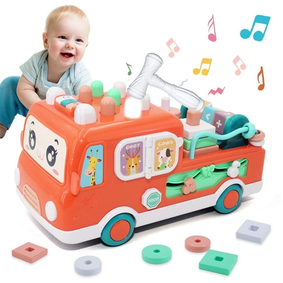 Baby Toys 6-12 Months,Musical Crawling Toy for 12-24 Months,Early Education Light Up Music Walking Toys,Shape Matching, Toys for Boy Girl Gift
