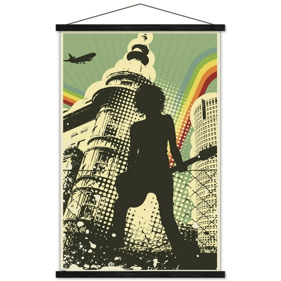 Music Vibe Wall Poster with Wooden Magnetic Frame, 22.375" x 34"