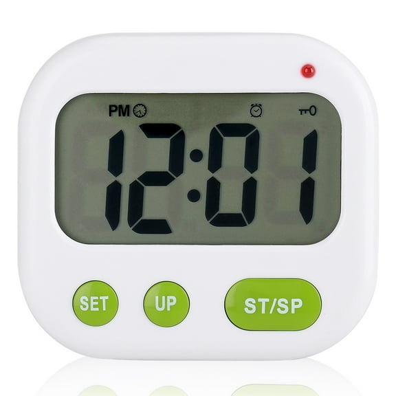 Music/Vibration Electronic Kitchen Timer with Large Easy to Read Digital Display Digital LCD Alarm Clock with Backlight