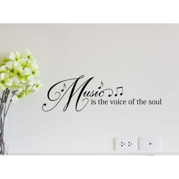 Music is The Voice of The Soul 23 X 7 Vinyl Wall Quote Decal Sticker Music Quote Band Wall Art Jazz R&B Hip hop Blues pop Decor Motivational Inspirational Lettering