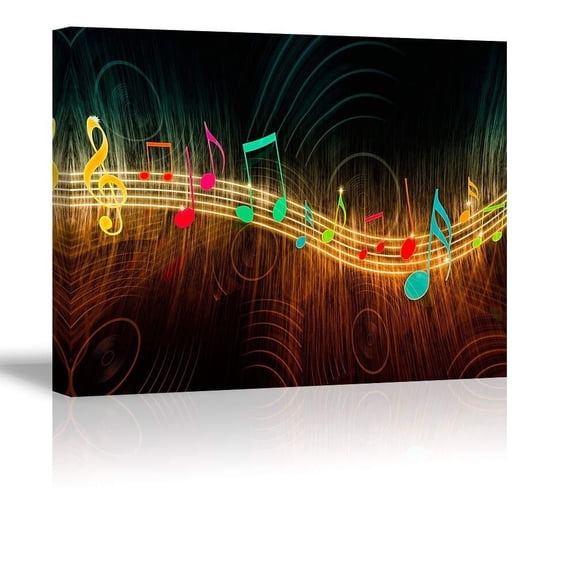 Music Wall Art for Bedroom, PIY Modern Musical Note Canvas  Beautiful Notes Beating on Staff Picture Decor