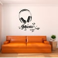 thumbnail image 1 of Music Wall Decal Dj Headphones Silhouette with Musical Notes Bedroom Wall Decal for Boys Instrument Cute Themed Room Décor - Size: 18 In x 20 In, 1 of 5
