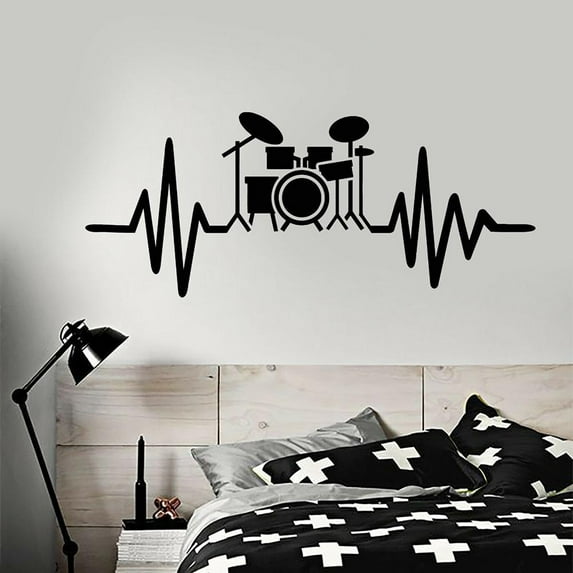Music Wall Decal Drum Kit For Drummer Vinyl Wall Stickers Music Room Decor 101x42cm