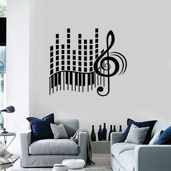 Music Wall Decal Love Stereo Treble Clef Abstract Piano Vinyl Door Window Sticker Musical Studio Karaoke Interior Decor Art 57x64cm