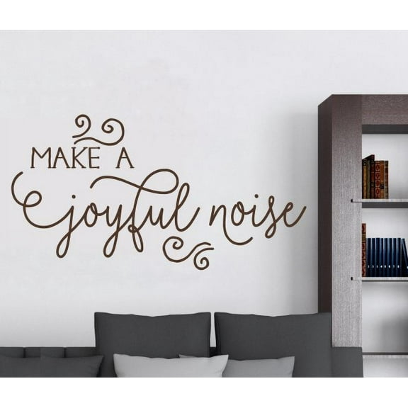 Music Wall Decor Make A Joyful Noise Religious Vinyl Wall Art Decals 37x20-Inch Chocolate Brown